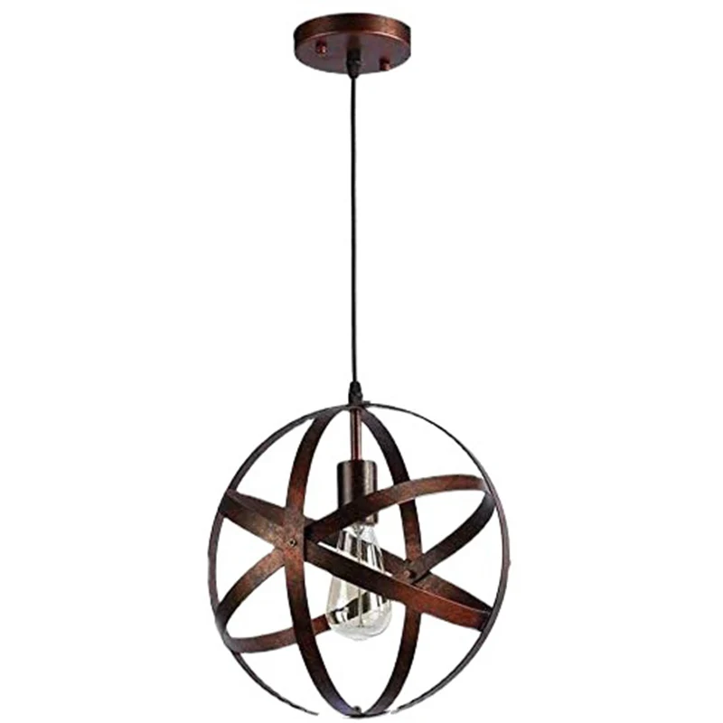 Retro industriële enkele bolkooi hanglamp ijzer 1 licht hanglamp voor eettafel Clearhalo