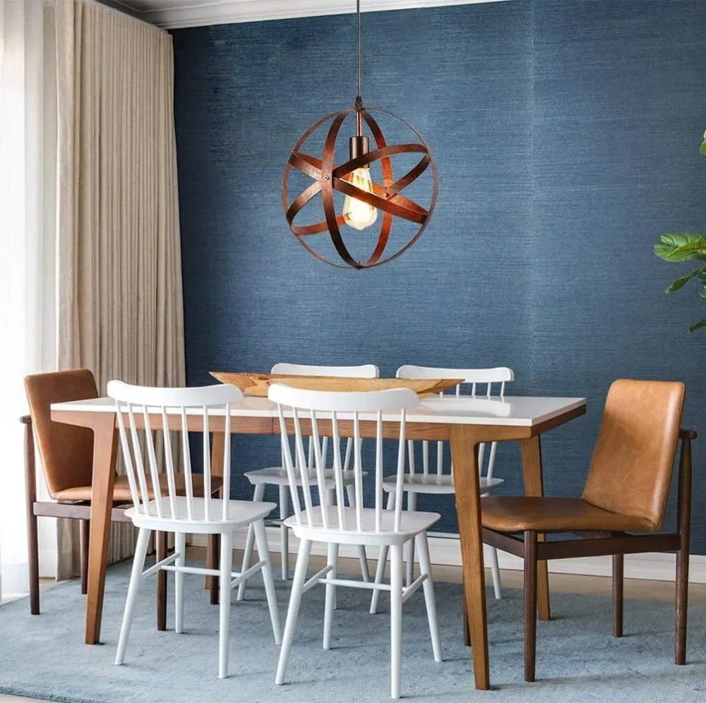 Retro industriële enkele bolkooi hanglamp ijzer 1 licht hanglamp voor eettafel Clearhalo