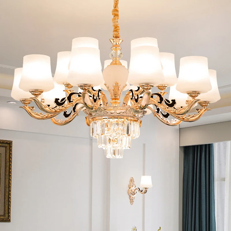 Retro taps toelopende schaduw kroonluchter licht wit glas hanglamp voor woonkamer Clearhalo