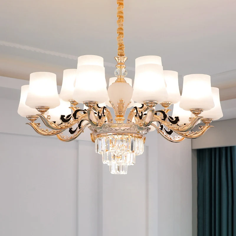Retro taps toelopende schaduw kroonluchter licht wit glas hanglamp voor woonkamer Clearhalo