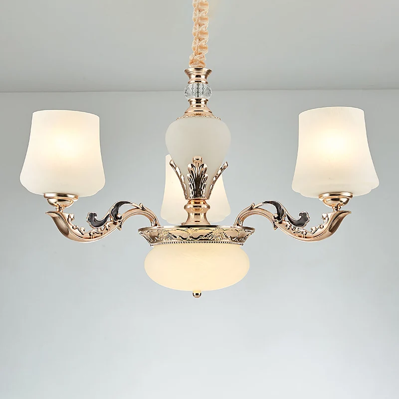 Retro taps toelopende schaduw kroonluchter licht wit glas hanglamp voor woonkamer Clearhalo