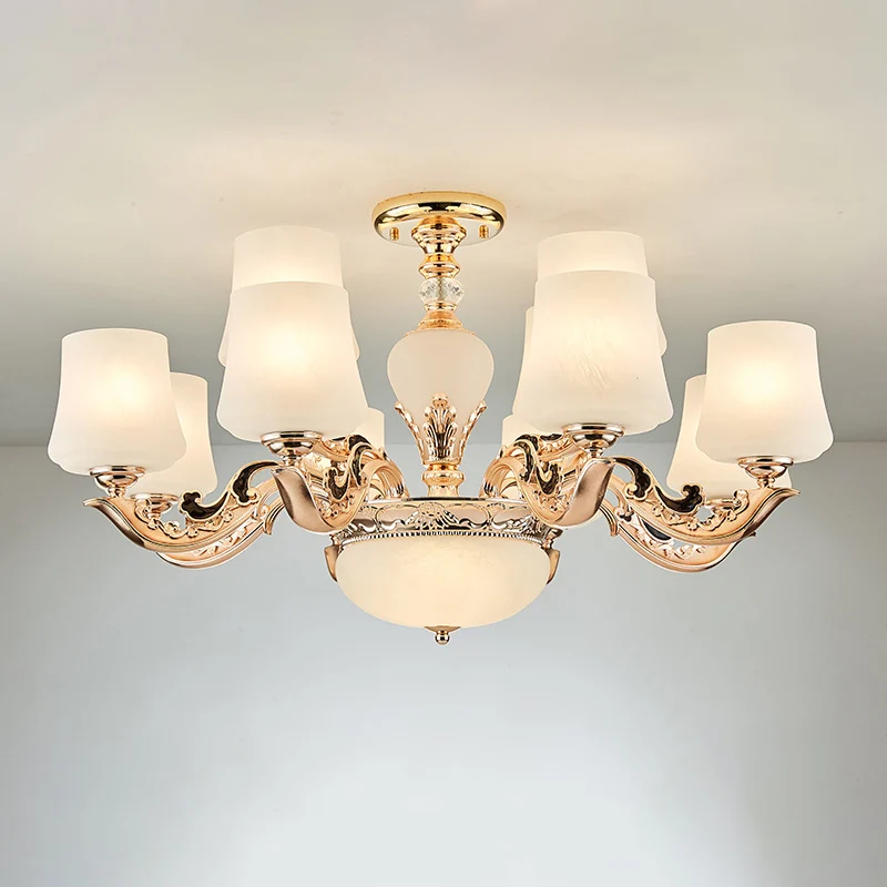 Retro taps toelopende schaduw kroonluchter licht wit glas hanglamp voor woonkamer Clearhalo