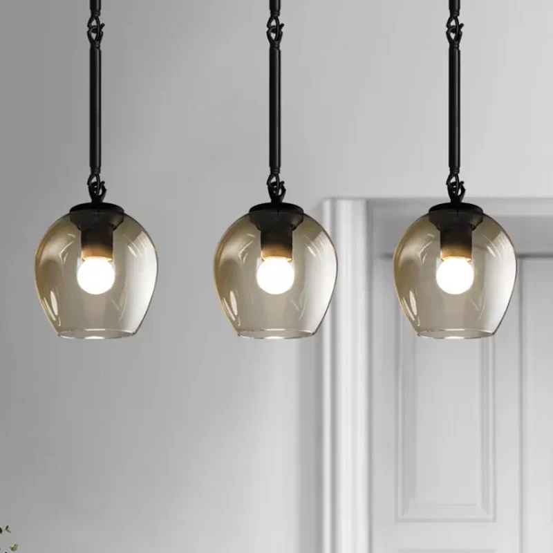 Retro wijnbeker helder kuiltje glazen hanger 1 kop hangend plafondlicht zwart/goud voor keuken Clearhalo