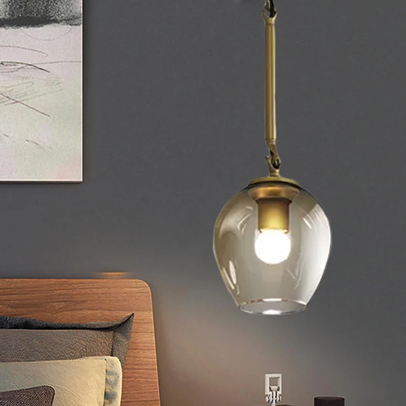 Retro wijnbeker helder kuiltje glazen hanger 1 kop hangend plafondlicht zwart/goud voor keuken Clearhalo