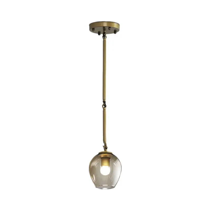 Retro wijnbeker helder kuiltje glazen hanger 1 kop hangend plafondlicht zwart/goud voor keuken Clearhalo