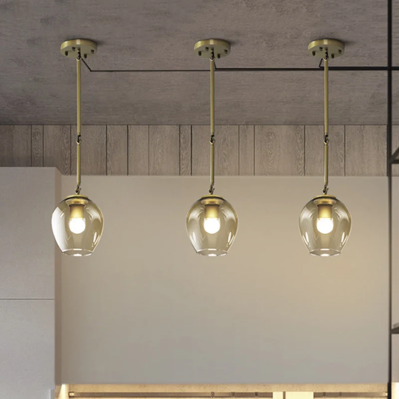 Retro wijnbeker helder kuiltje glazen hanger 1 kop hangend plafondlicht zwart/goud voor keuken Clearhalo