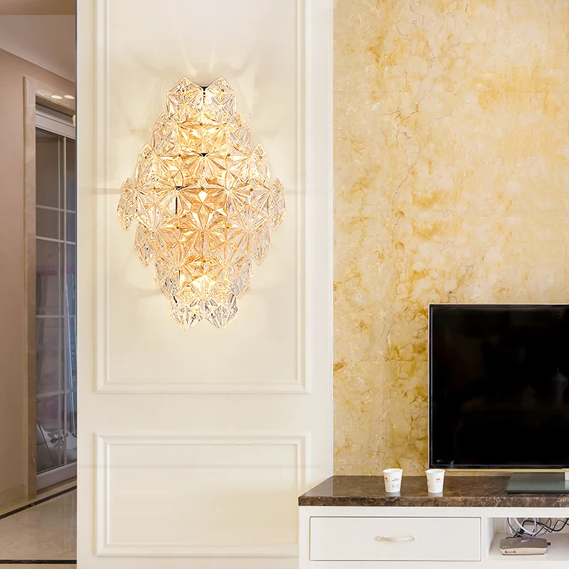 Rhombus Clear Crystal Sconce Light Moderne, stijlvolle 4-lichts inbouwlamp voor wandmontage Clearhalo