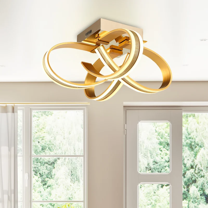 Ribbon Acryl Inbouwverlichting Moderne LED Gouden Semi-plafondinbouw voor woonkamer Clearhalo
