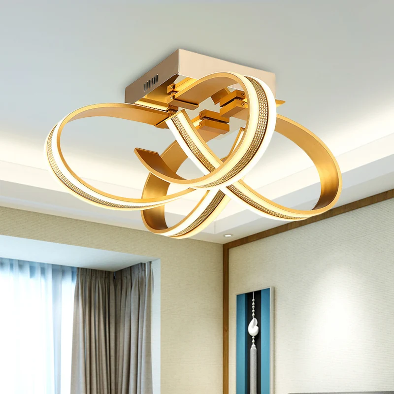 Ribbon Acryl Inbouwverlichting Moderne LED Gouden Semi-plafondinbouw voor woonkamer Clearhalo