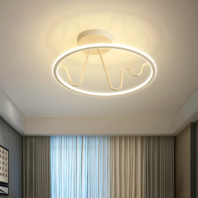 Ring met witte afwerking en spiraalvormige lijn, inbouw, eenvoudige LED-acryl semi-inbouwverlichting Clearhalo