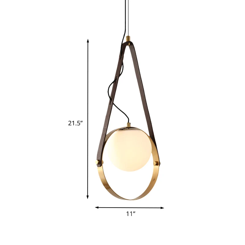 Ring-hanglamp met gouden afwerking, modernistische metalen hangende plafondlamp met 1 lamp en riemdetail Clearhalo