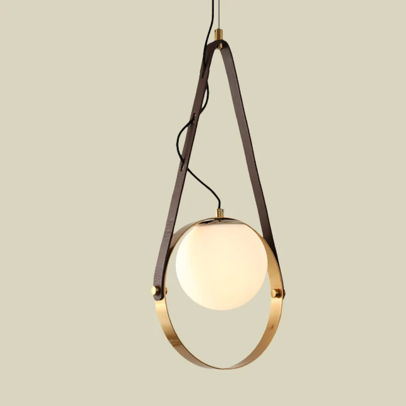 Ring-hanglamp met gouden afwerking, modernistische metalen hangende plafondlamp met 1 lamp en riemdetail Clearhalo