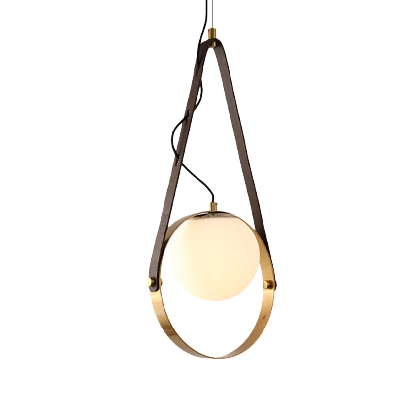 Ring-hanglamp met gouden afwerking, modernistische metalen hangende plafondlamp met 1 lamp en riemdetail Clearhalo