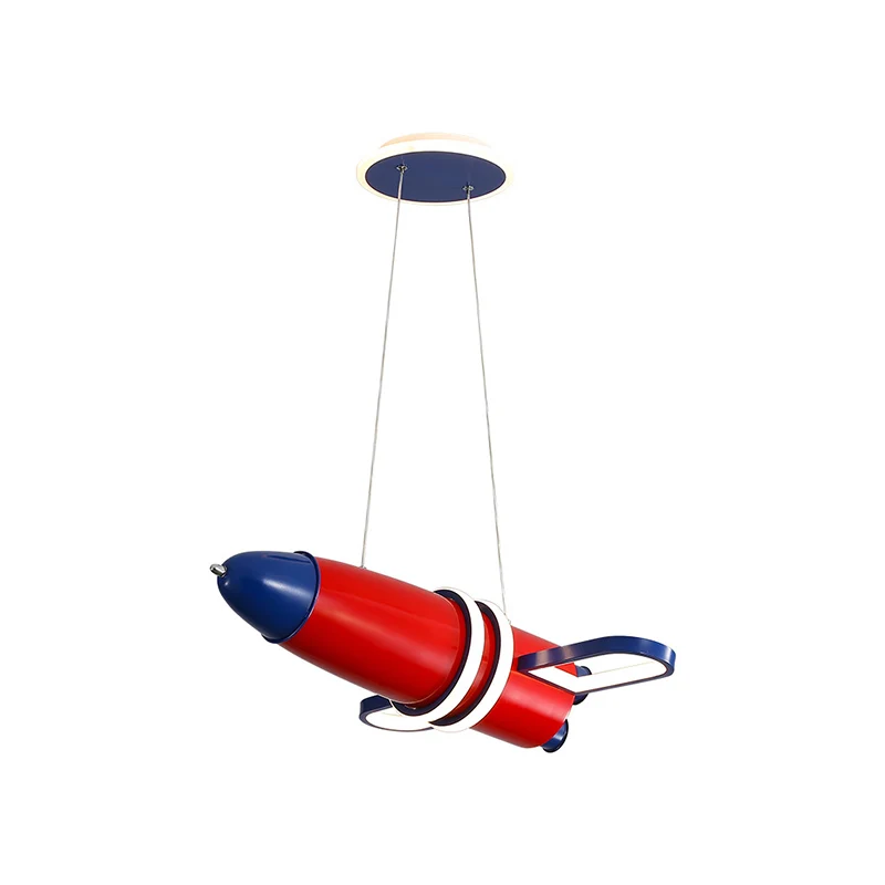 Rode en blauwe satelliet hanglamp Cartoon LED acryl kroonluchter voor babykamer Clearhalo