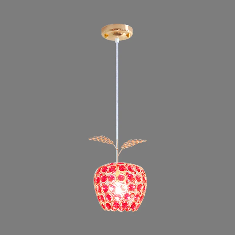 Rode, met kristallen ingelegde appelvormige hanglamp, eigentijdse hangende plafondlamp met 1 lichtbron goud Clearhalo