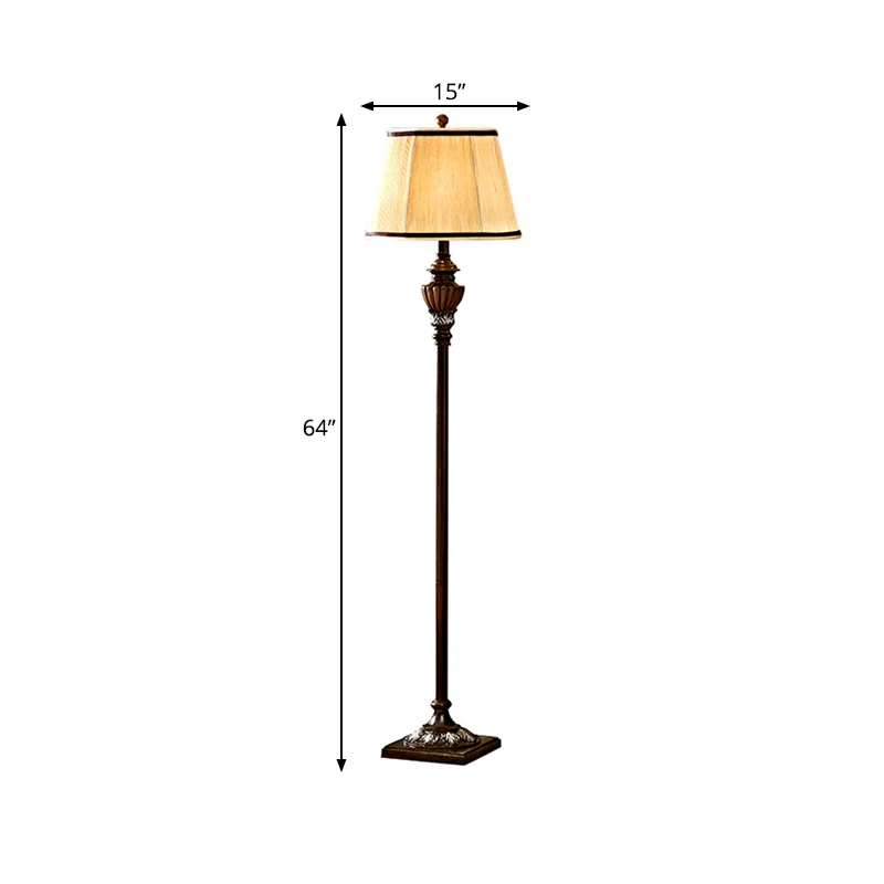 Roest 1-lichts staande lamp, traditionele staande lamp van hars, met kegelvormige stoffen kap Clearhalo