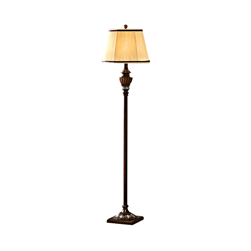 Roest 1-lichts staande lamp, traditionele staande lamp van hars, met kegelvormige stoffen kap Clearhalo