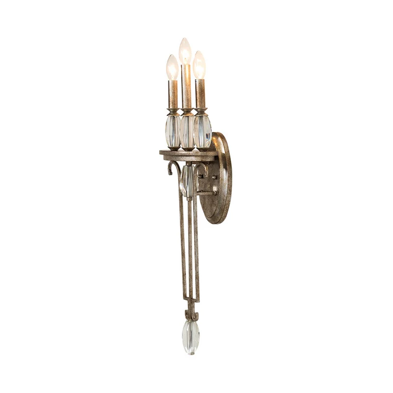 Roest 3-lichts schanslicht Traditionele metalen kaars wandverlichtingsarmatuur voor slaapkamer Clearhalo