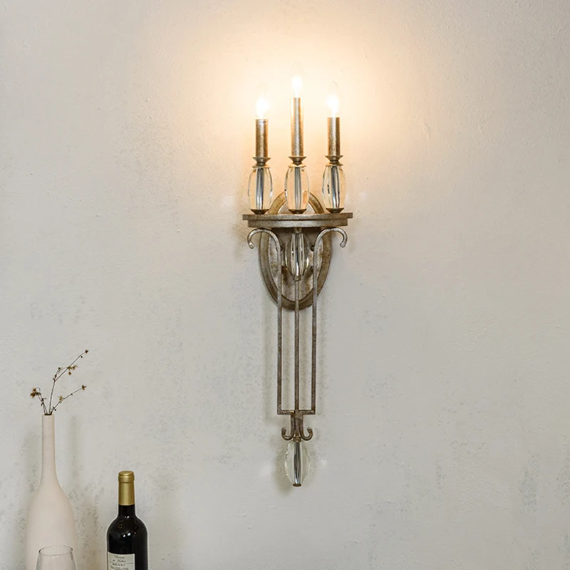 Roest 3-lichts schanslicht Traditionele metalen kaars wandverlichtingsarmatuur voor slaapkamer Clearhalo