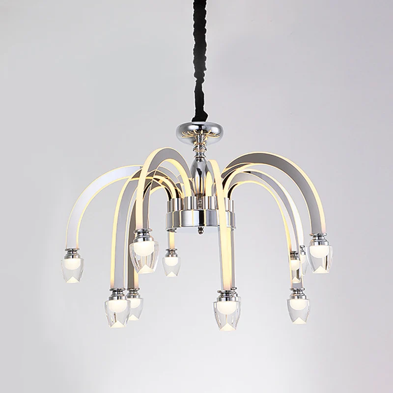 Roestvrijstalen hangende kroonluchter moderne eetkamer 21 "/27,5" brede LED-hanglampset chroom met kristallen kruisbloem C...