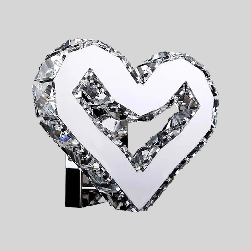 Roestvrijstalen LED liefdevolle hartkandelaar modernisme helder kristallen wandlamp warm/wit licht Clearhalo