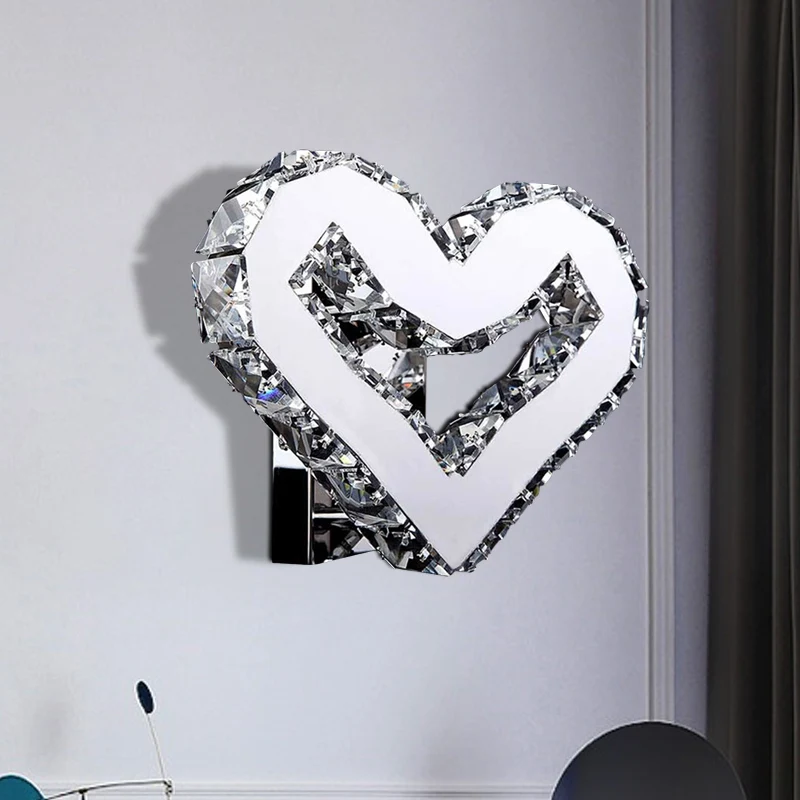 Roestvrijstalen LED liefdevolle hartkandelaar modernisme helder kristallen wandlamp warm/wit licht Clearhalo