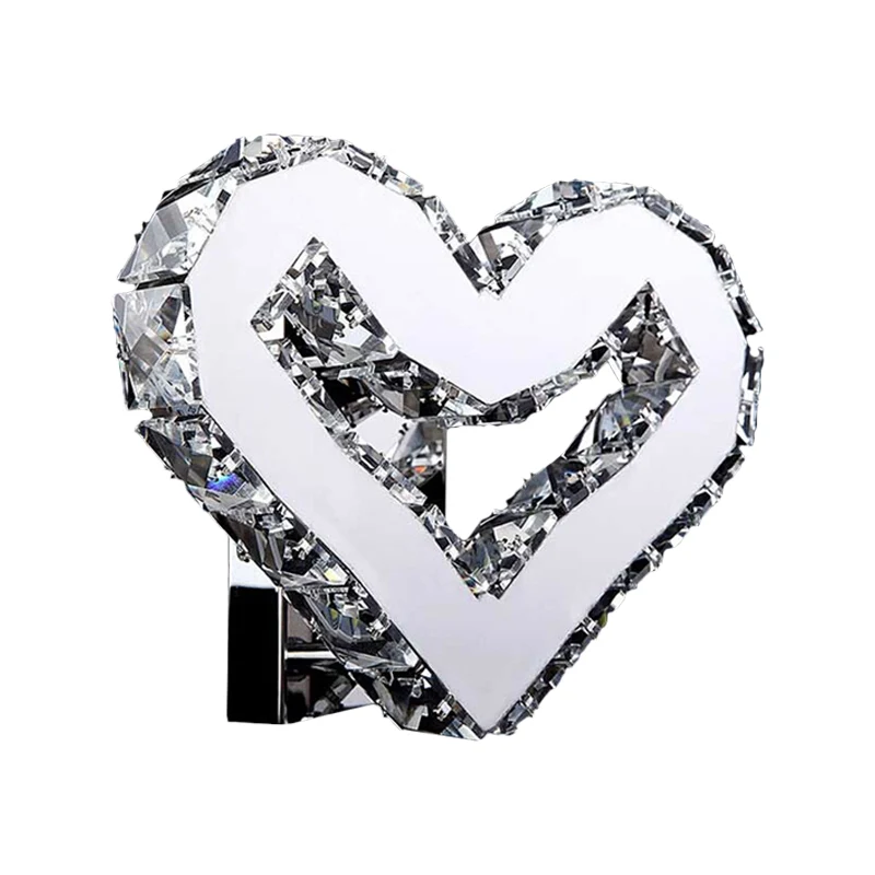 Roestvrijstalen LED liefdevolle hartkandelaar modernisme helder kristallen wandlamp warm/wit licht Clearhalo