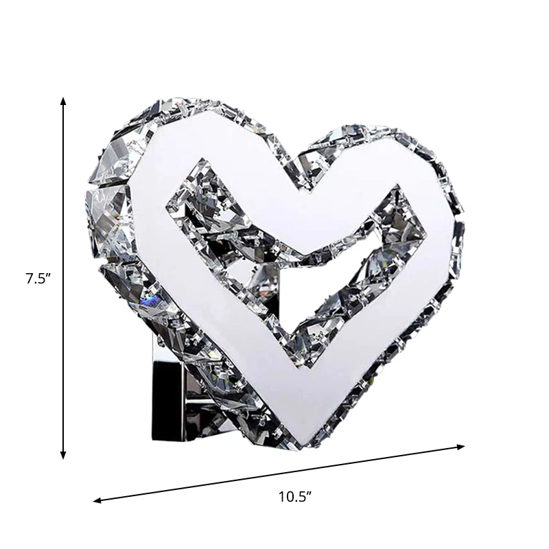 Roestvrijstalen LED liefdevolle hartkandelaar modernisme helder kristallen wandlamp warm/wit licht Clearhalo