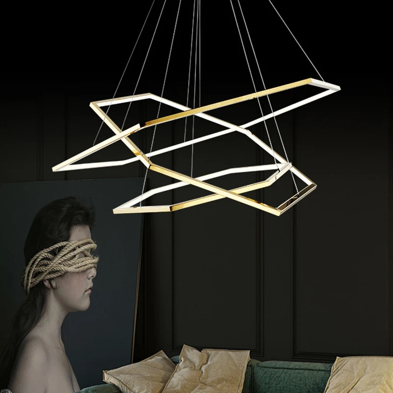 Roestvrijstalen zeshoekige LED-kroonluchter postmoderne 3-lichts gouden hanglamp warm/wit licht Clearhalo