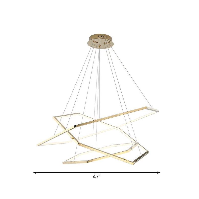 Roestvrijstalen zeshoekige LED-kroonluchter postmoderne 3-lichts gouden hanglamp warm/wit licht Clearhalo