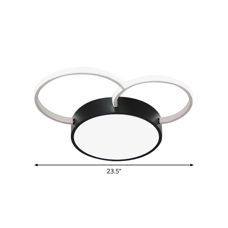 Rond, dicht bij het plafond, verlichting, modernisme, metalen LED-slaapkamer, inbouwlamp zwart-wit, 16"/19,5"/23,5" breed...