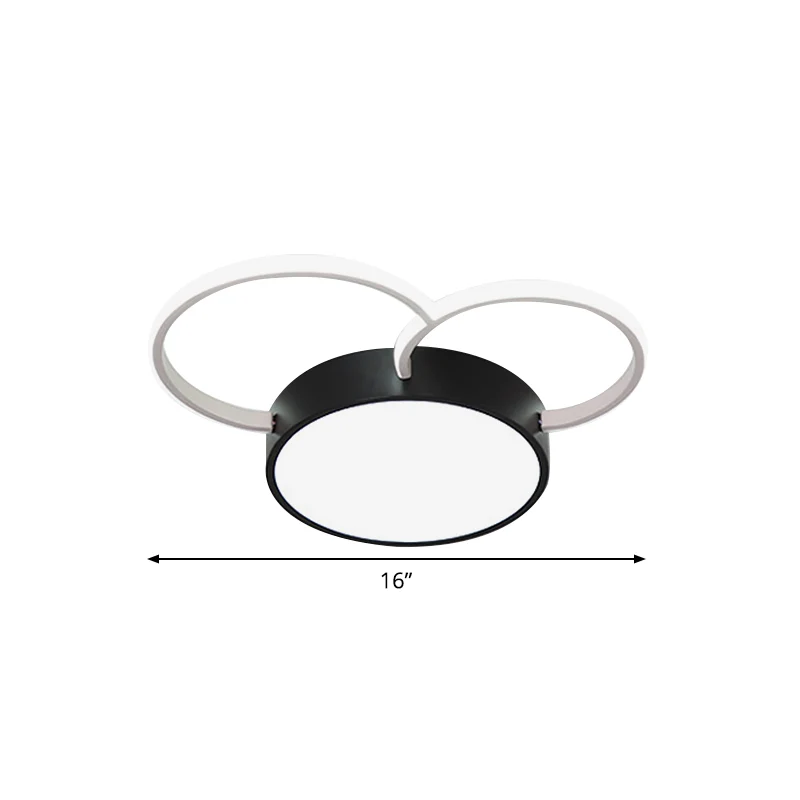 Rond, dicht bij het plafond, verlichting, modernisme, metalen LED-slaapkamer, inbouwlamp zwart-wit, 16"/19,5"/23,5" breed...