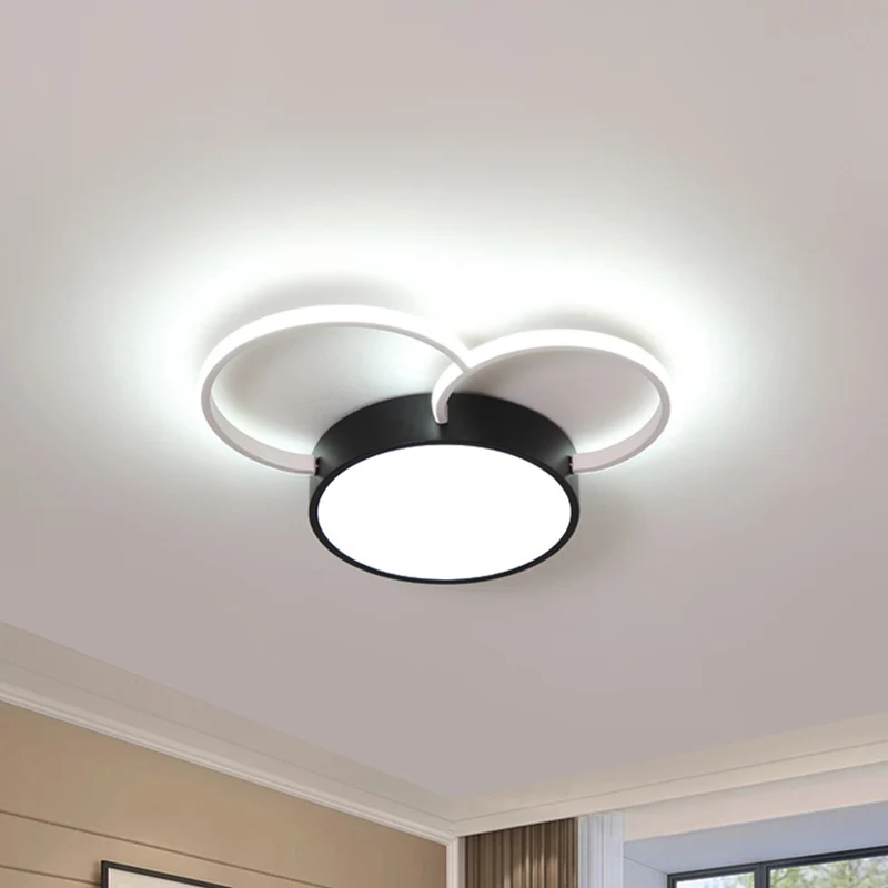 Rond, dicht bij het plafond, verlichting, modernisme, metalen LED-slaapkamer, inbouwlamp zwart-wit, 16"/19,5"/23,5" breed...