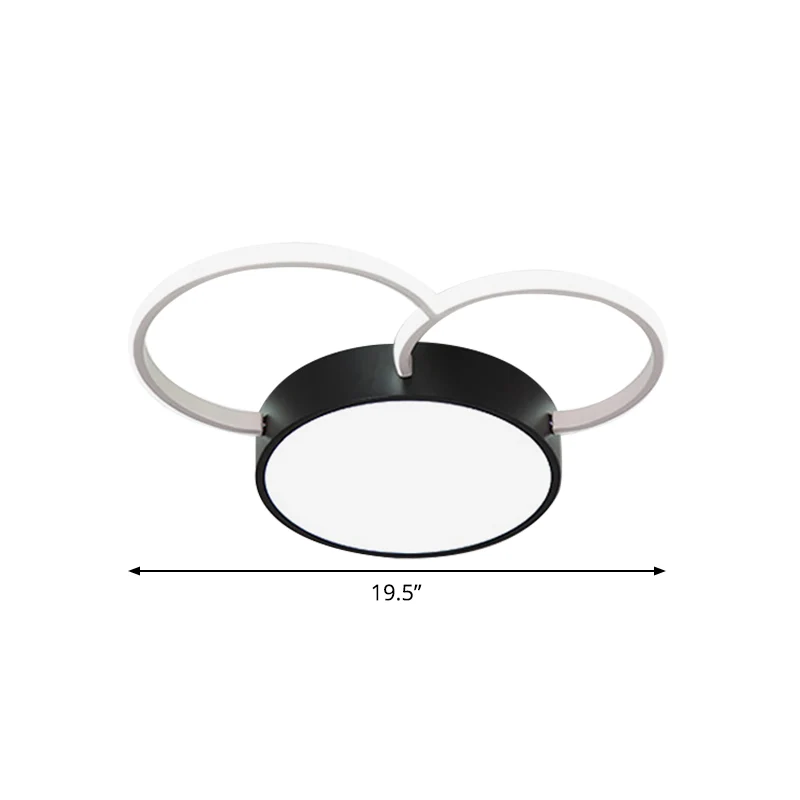 Rond, dicht bij het plafond, verlichting, modernisme, metalen LED-slaapkamer, inbouwlamp zwart-wit, 16"/19,5"/23,5" breed...