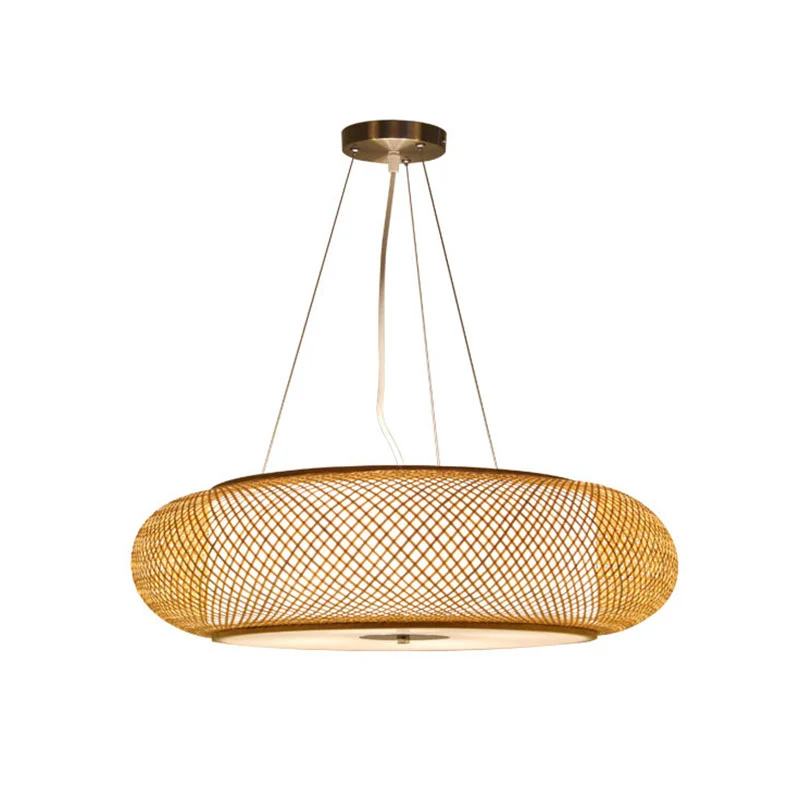 Rond hangend lichtarmatuur Azië Bamboe 1 lamp Woonkamer Plafondhanger hout Clearhalo