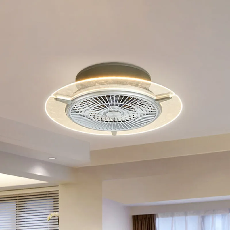 Ronde acryl hangende ventilator licht modernisme goud/zilver afwerking LED inbouwlamp, 22" breed Clearhalo