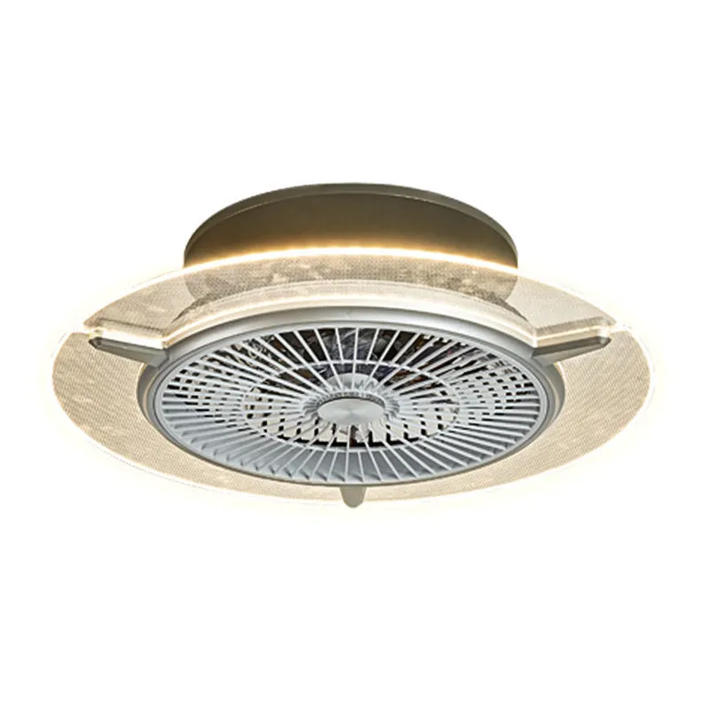 Ronde acryl hangende ventilator licht modernisme goud/zilver afwerking LED inbouwlamp, 22" breed Clearhalo