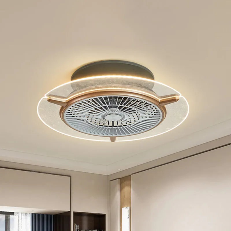 Ronde acryl hangende ventilator licht modernisme goud/zilver afwerking LED inbouwlamp, 22" breed Clearhalo
