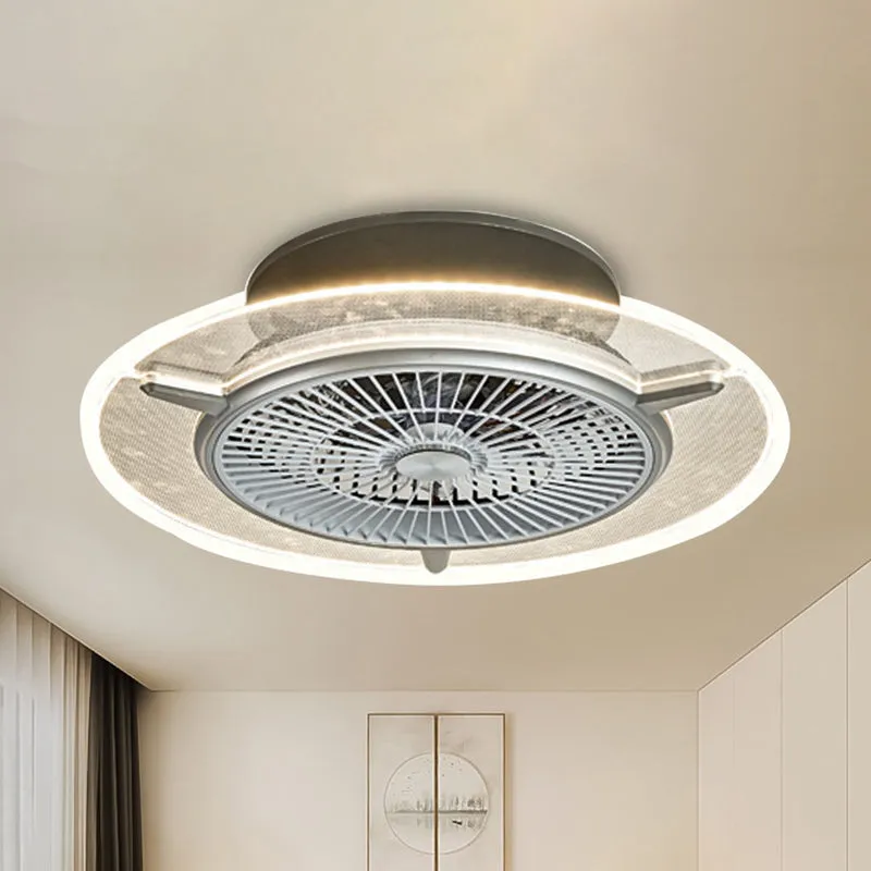 Ronde acryl hangende ventilator licht modernisme goud/zilver afwerking LED inbouwlamp, 22" breed Clearhalo