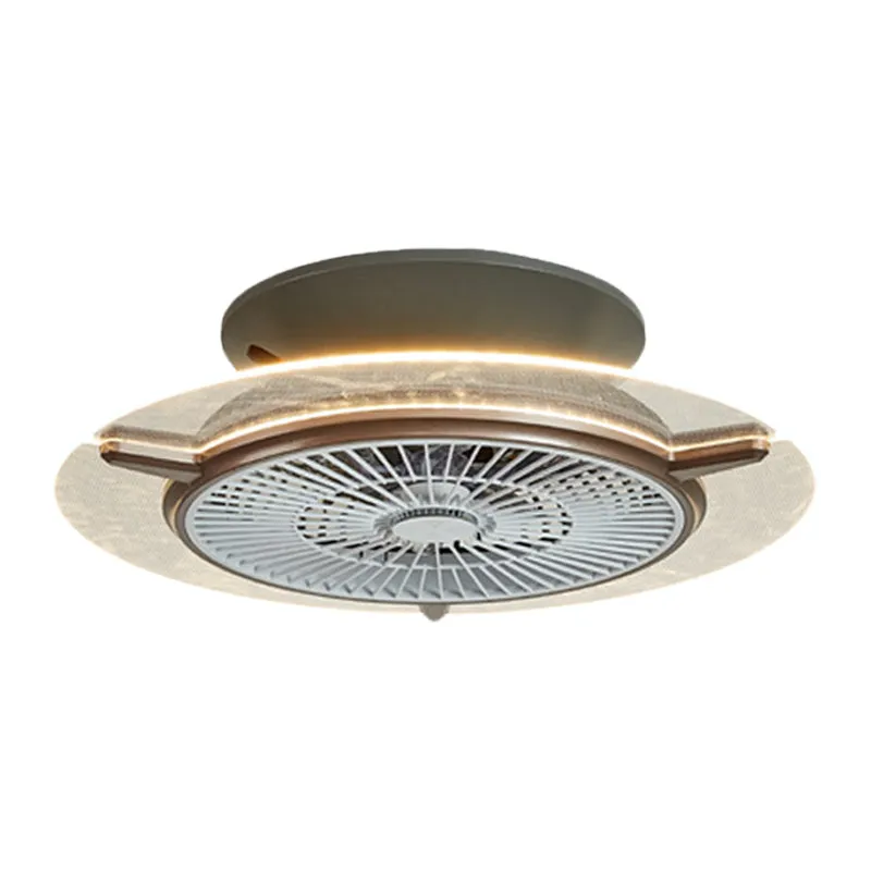 Ronde acryl hangende ventilator licht modernisme goud/zilver afwerking LED inbouwlamp, 22" breed Clearhalo