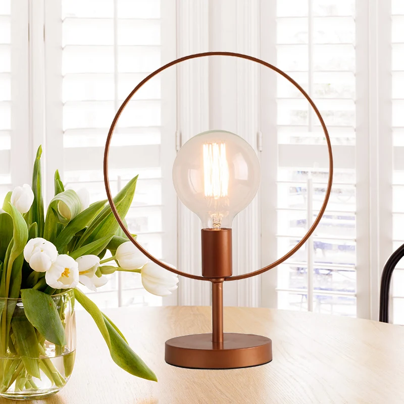 Ronde bureaulamp modernistisch metaal 1 kop leesboeklicht bordeauxrood voor studeerkamer Clearhalo