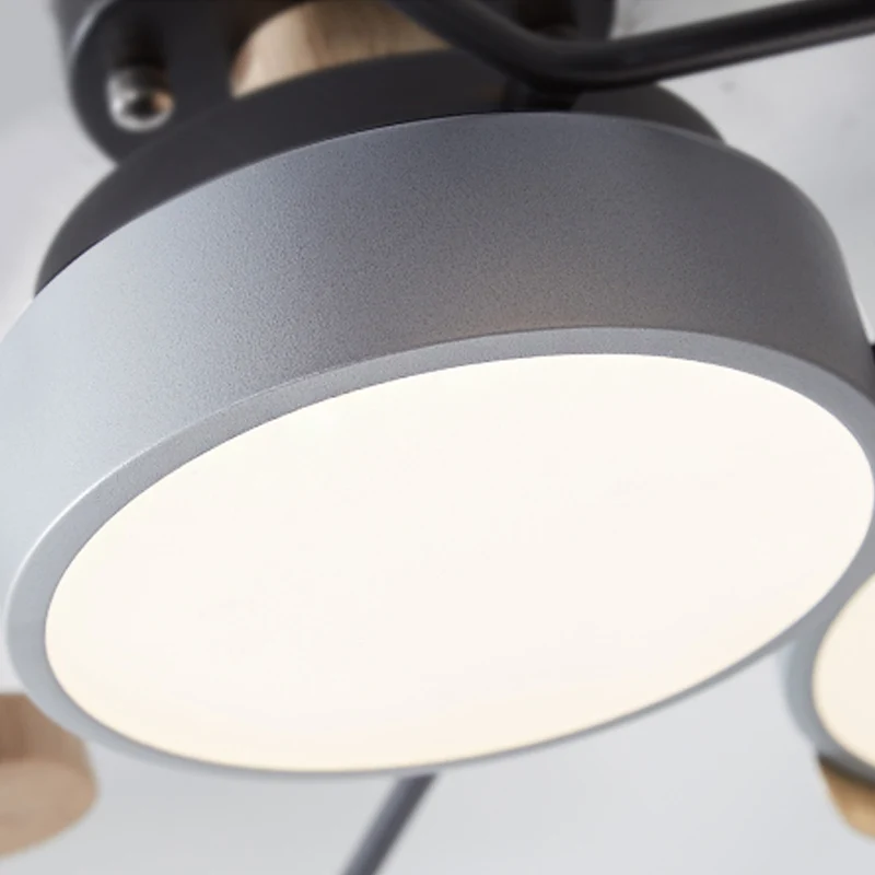 Ronde eetkamer semi-inbouw licht acryl 4-kops Scandinavisch LED-plafondarmatuur grijs Clearhalo