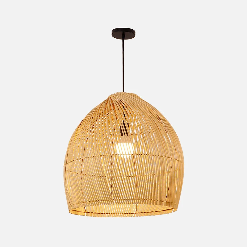 Ronde hangende verlichtingsarmatuur Aziatische stijl 1-lamps houten hanglamp voor balkon Clearhalo
