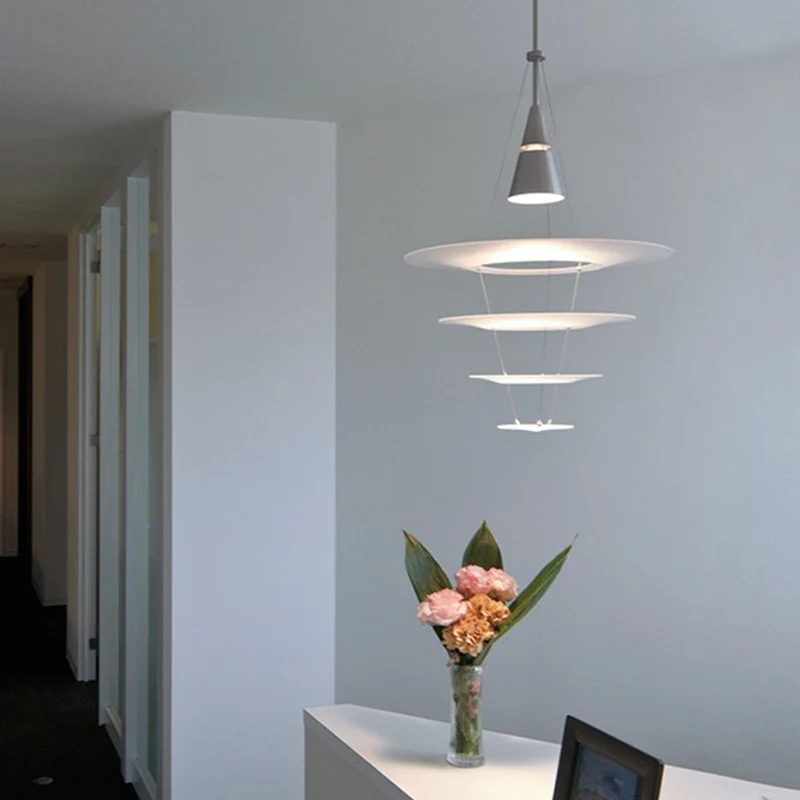 Ronde hanglamp met 1 kop, hedendaagse acryl-plafond-ophanglamp zilver Clearhalo