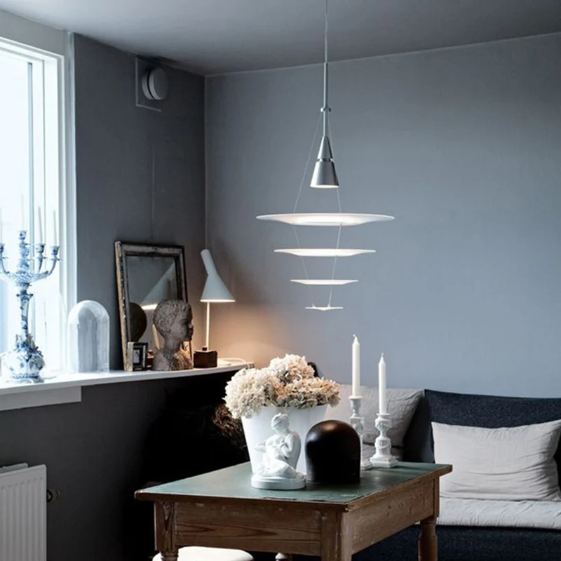Ronde hanglamp met 1 kop, hedendaagse acryl-plafond-ophanglamp zilver Clearhalo