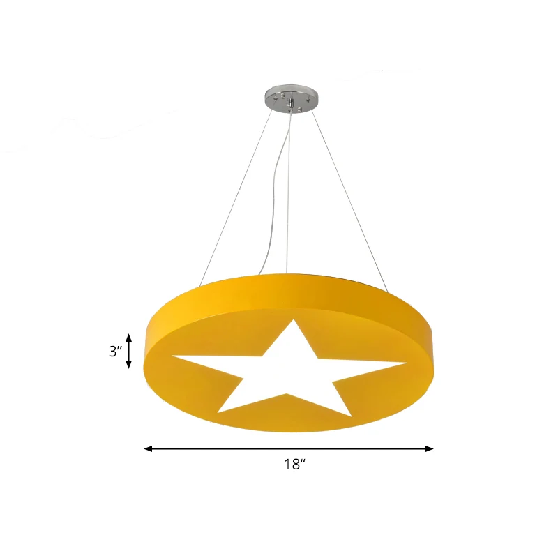 Ronde hanglamp voor kinderen met stermetaal, felgekleurde hanglamp voor op kantoor Clearhalo