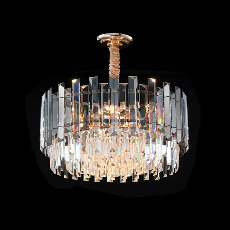 Ronde heldere kristallen prisma kroonluchterlamp moderne 9-lampen eetkamer hanglampset Clearhalo