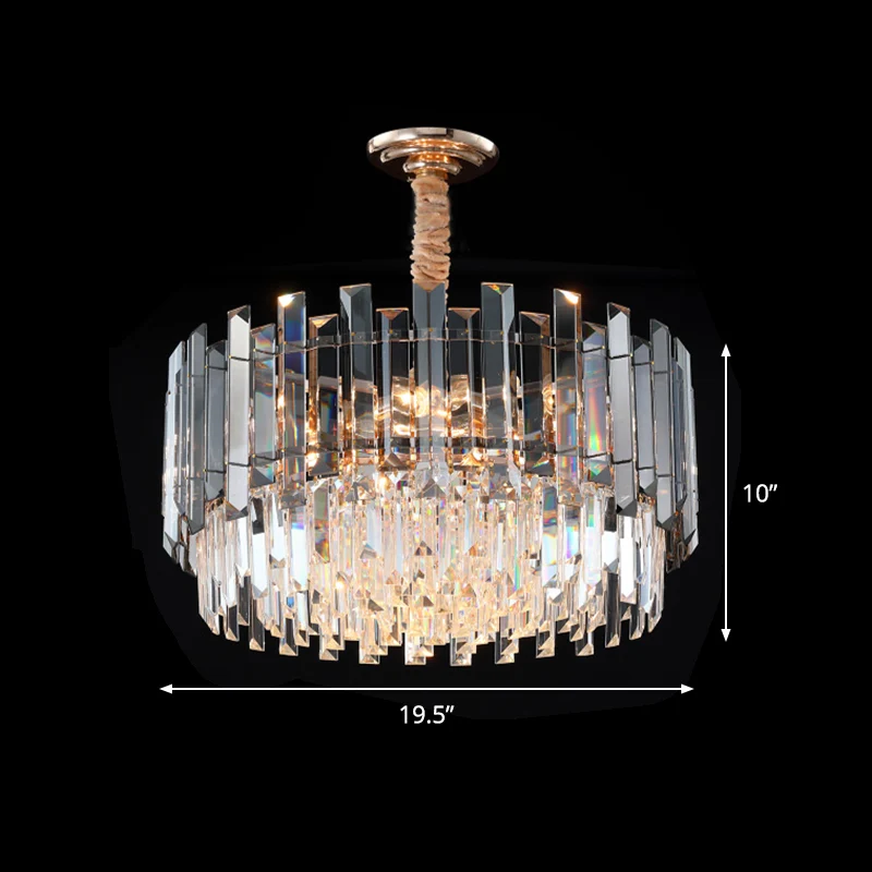 Ronde heldere kristallen prisma kroonluchterlamp moderne 9-lampen eetkamer hanglampset Clearhalo