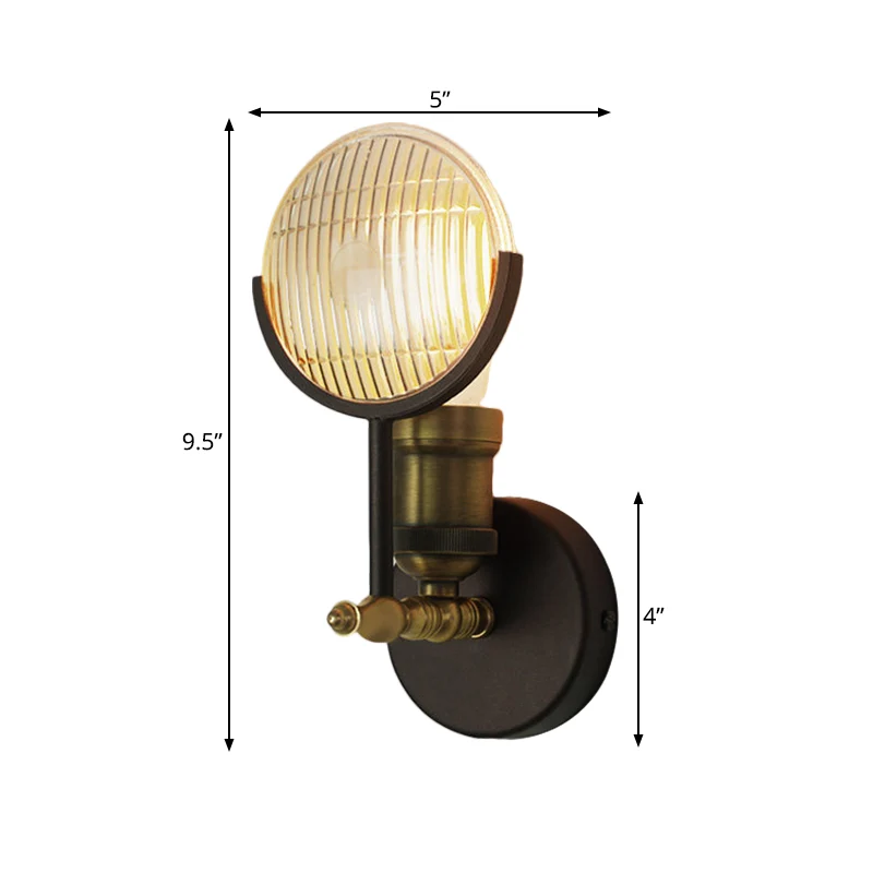 Ronde helderglazen wandkandelaar Koloniaal 1-lamps binnenwandgemonteerd lichtarmatuur zwart en goud Clearhalo