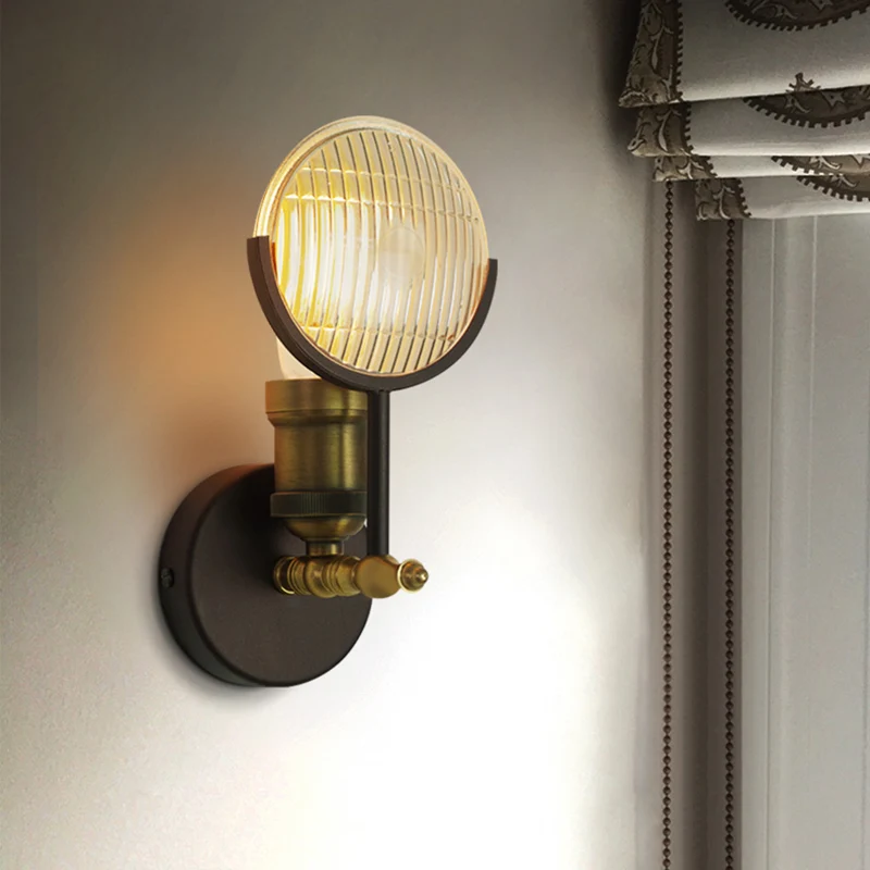 Ronde helderglazen wandkandelaar Koloniaal 1-lamps binnenwandgemonteerd lichtarmatuur zwart en goud Clearhalo